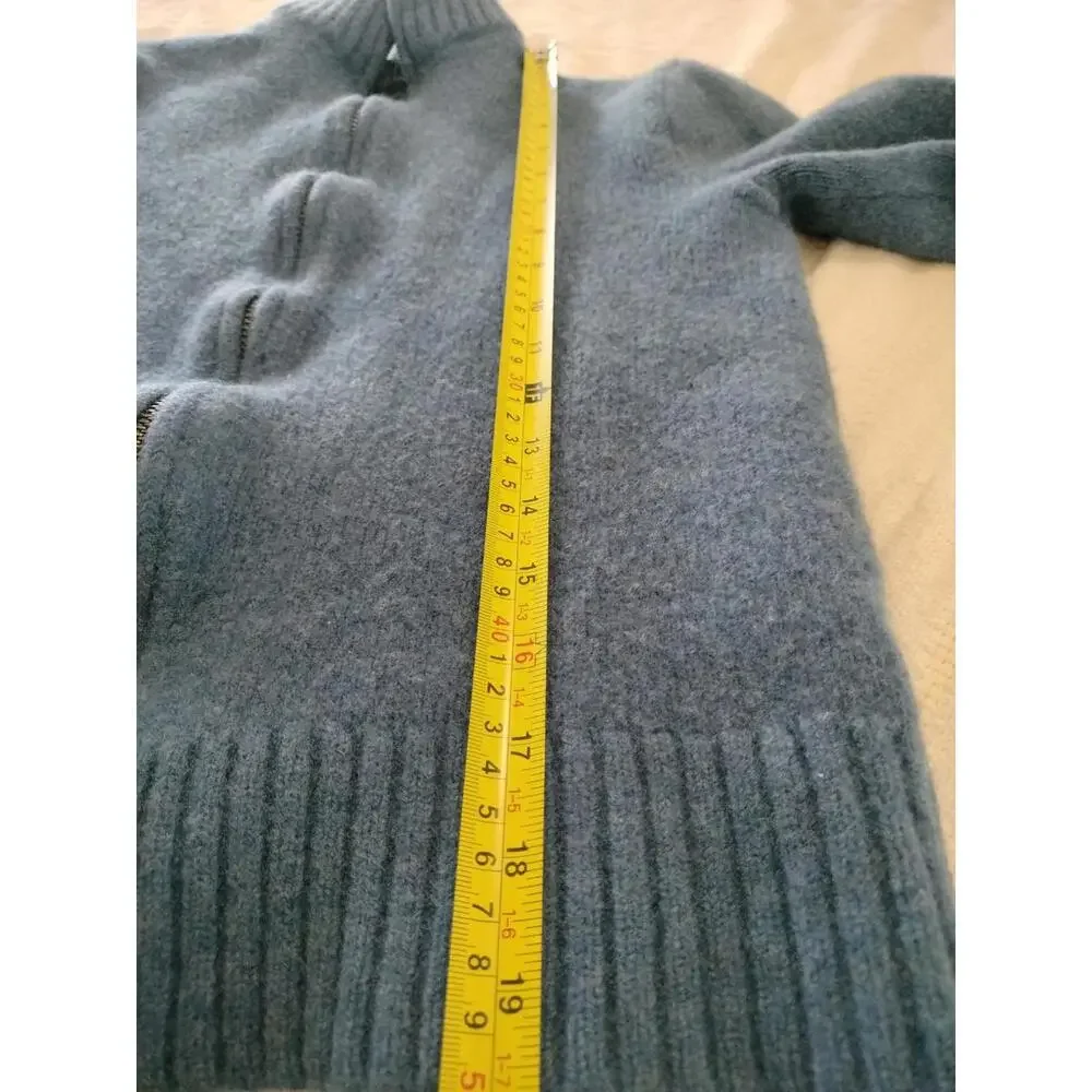 Polo Ralph Lauren Full Zip Lambswool Sweater Blue Mens Small‎ Two-Way Zipper